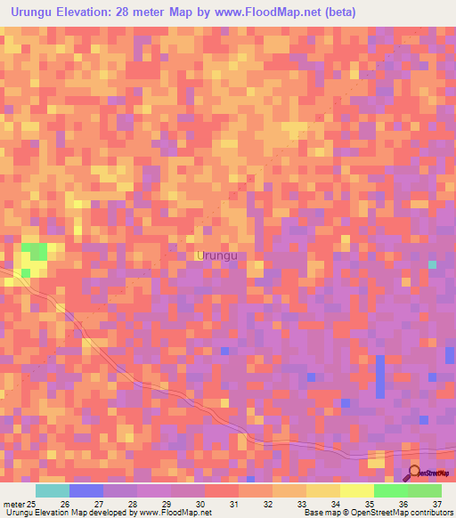 Urungu,Somalia Elevation Map