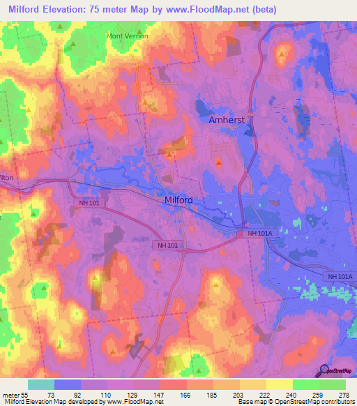 Milford,US Elevation Map