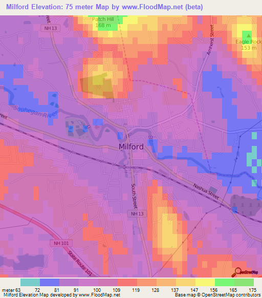 Milford,US Elevation Map