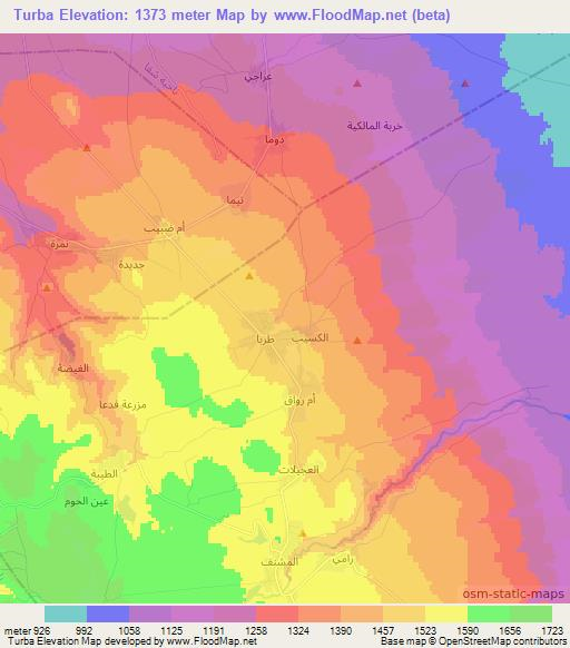 Turba,Syria Elevation Map
