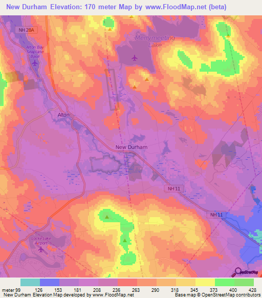 Elevation of New Durham,US Elevation Map, Topography, Contour