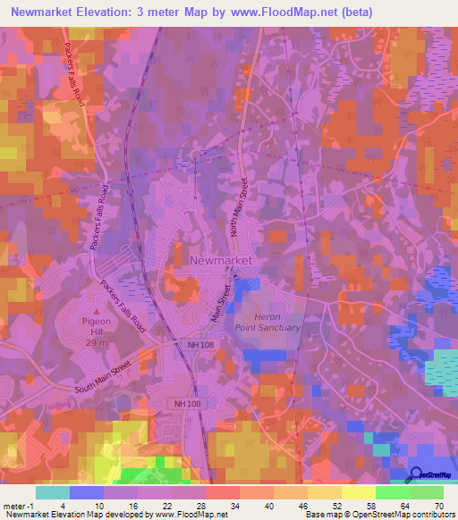 Newmarket,US Elevation Map