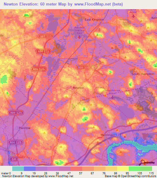 Newton,US Elevation Map