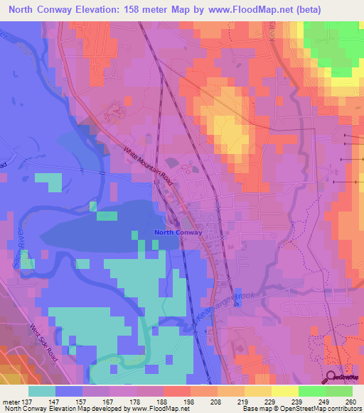 North Conway,US Elevation Map