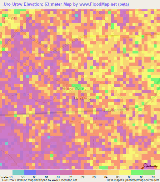 Uro Urow,Somalia Elevation Map