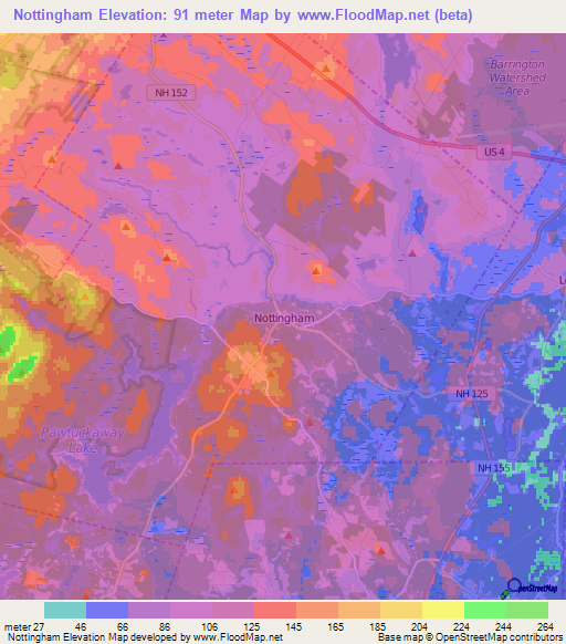 Nottingham,US Elevation Map