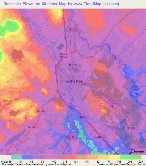Rochester,US Elevation Map