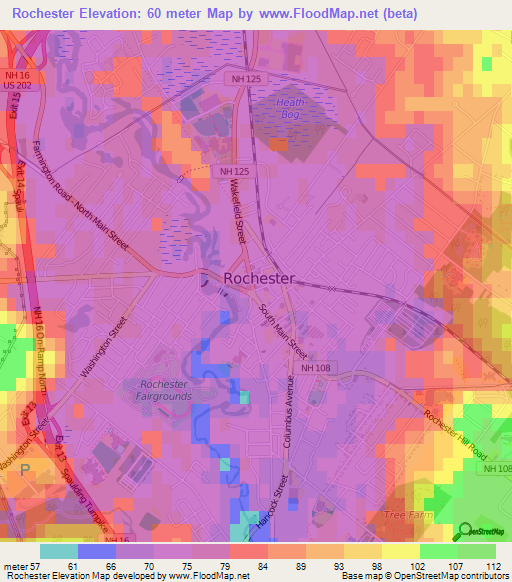 Rochester,US Elevation Map