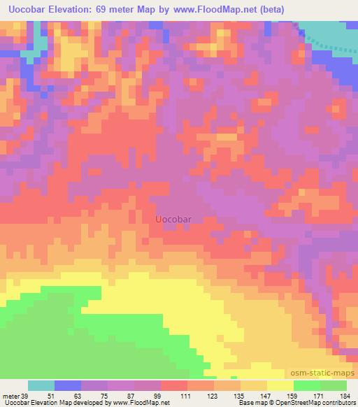 Uocobar,Somalia Elevation Map