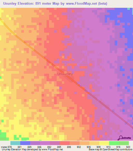 Ununley,Somalia Elevation Map