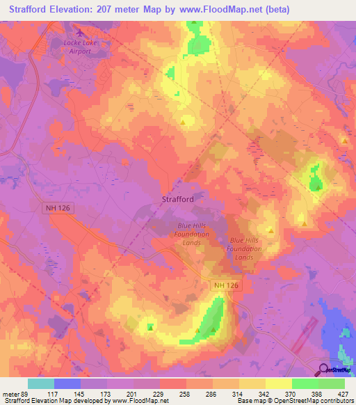 Strafford,US Elevation Map
