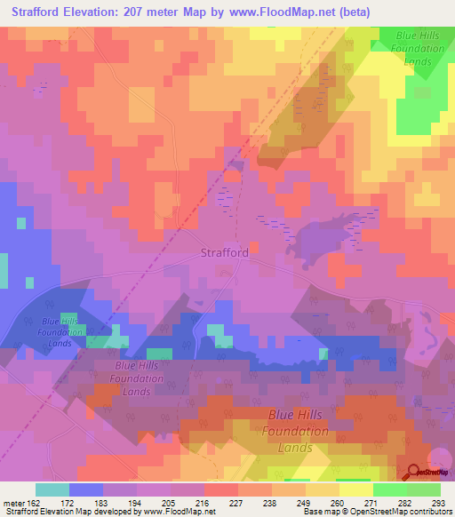 Strafford,US Elevation Map