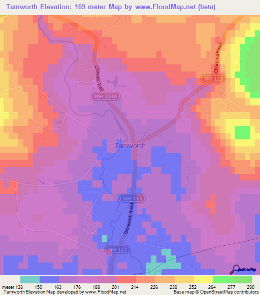 Tamworth,US Elevation Map