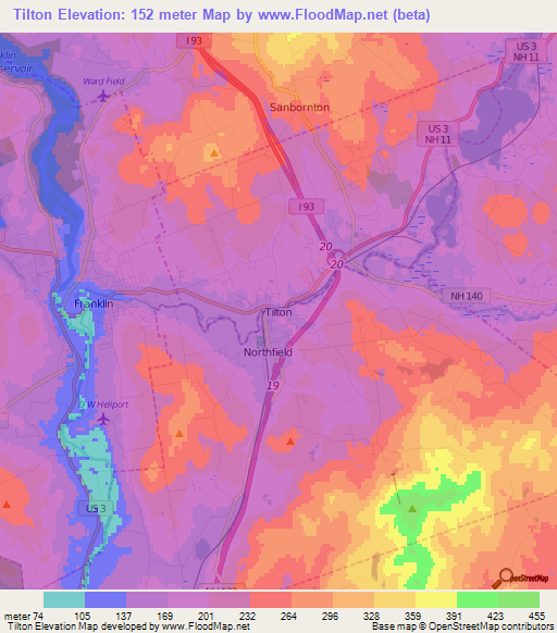 Tilton,US Elevation Map