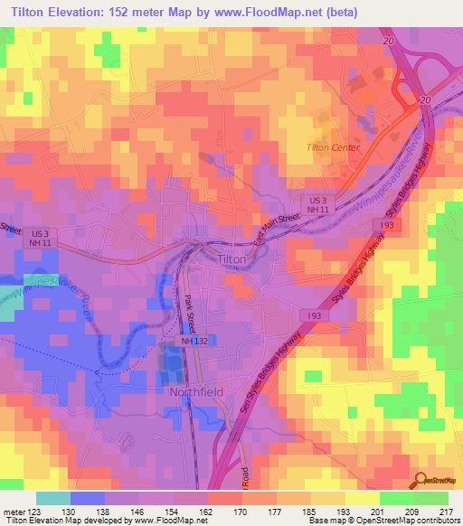 Tilton,US Elevation Map