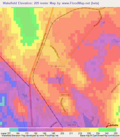 Wakefield,US Elevation Map