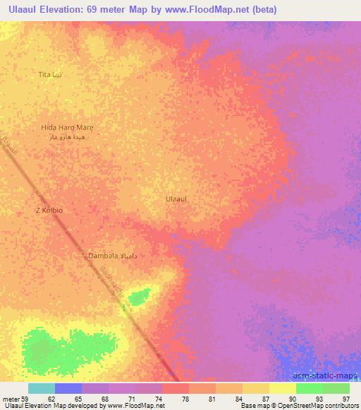 Ulaaul,Somalia Elevation Map