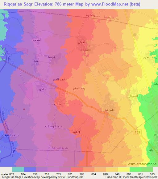 Riqqat as Saqr,Syria Elevation Map