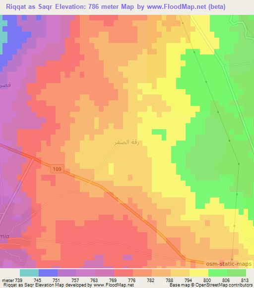 Riqqat as Saqr,Syria Elevation Map