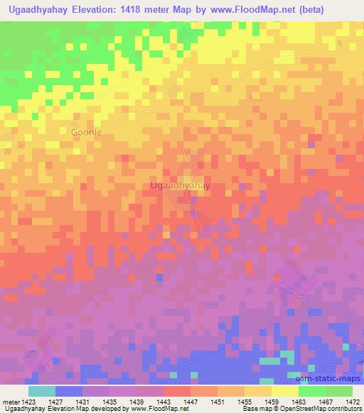 Ugaadhyahay,Somalia Elevation Map
