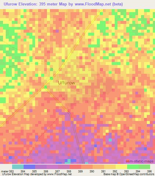 Ufurow,Somalia Elevation Map