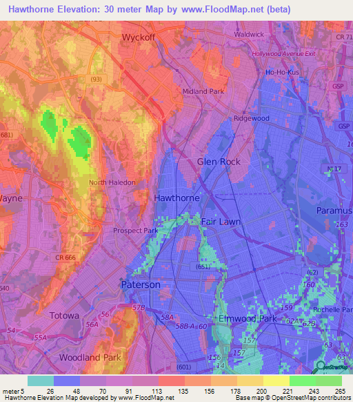 Elevation of Hawthorne,US Elevation Map, Topography, Contour