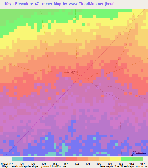 Ufeyn,Somalia Elevation Map