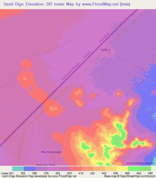 Uenti Digo,Somalia Elevation Map