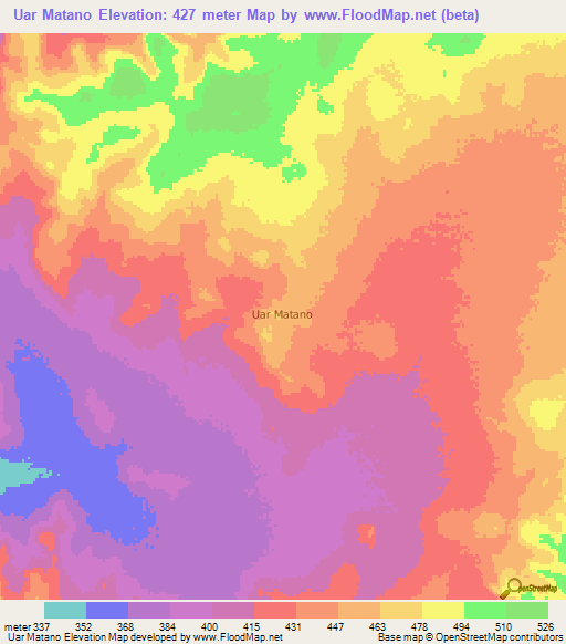 Uar Matano,Somalia Elevation Map