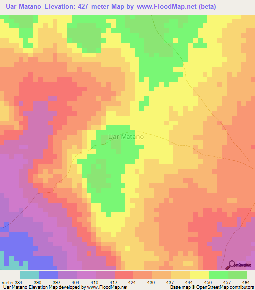 Uar Matano,Somalia Elevation Map
