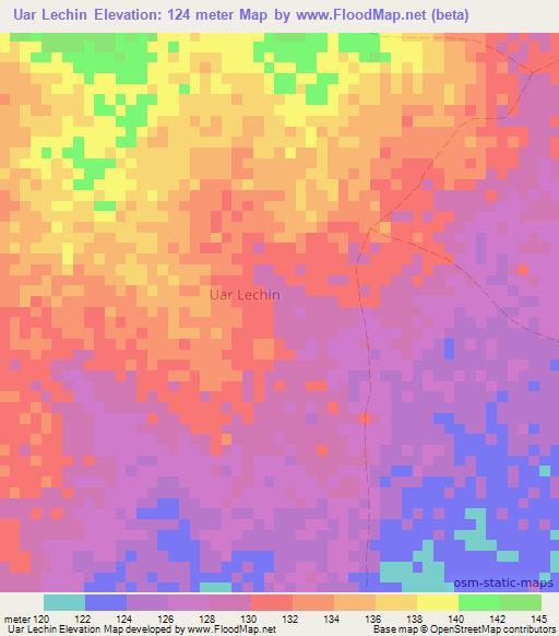 Uar Lechin,Somalia Elevation Map