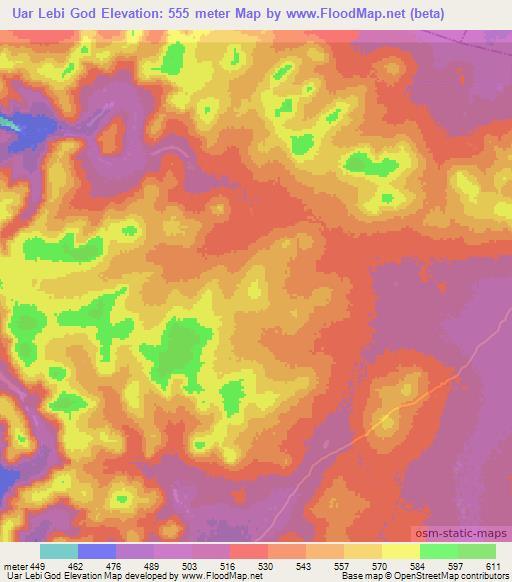 Uar Lebi God,Somalia Elevation Map
