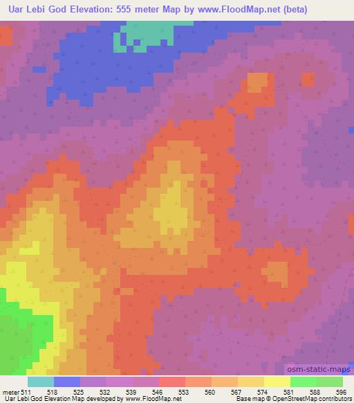 Uar Lebi God,Somalia Elevation Map