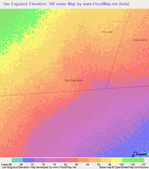 Uar Esgudud,Somalia Elevation Map