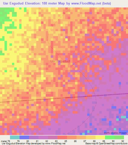 Uar Esgudud,Somalia Elevation Map
