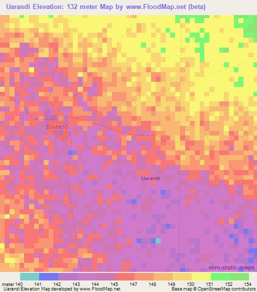 Uarandi,Somalia Elevation Map