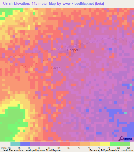 Uarah,Somalia Elevation Map