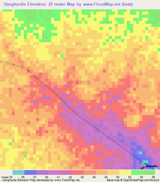 Uangheolle,Somalia Elevation Map