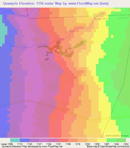 Quwayris,Syria Elevation Map