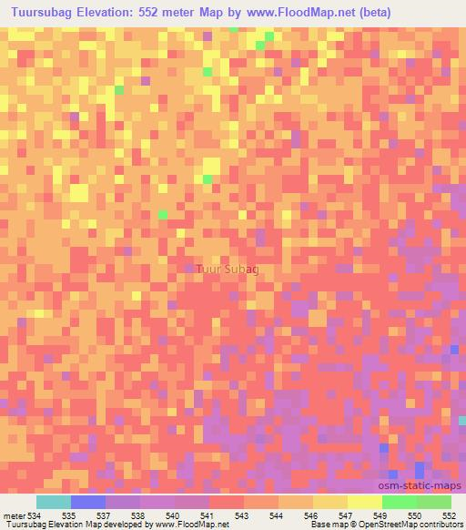 Tuursubag,Somalia Elevation Map
