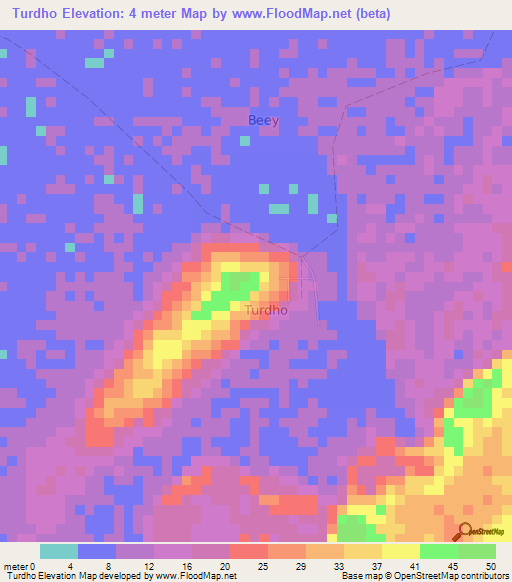 Turdho,Somalia Elevation Map