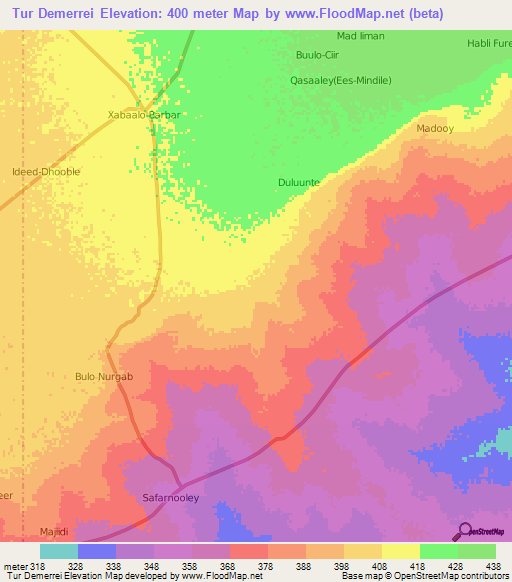 Tur Demerrei,Somalia Elevation Map