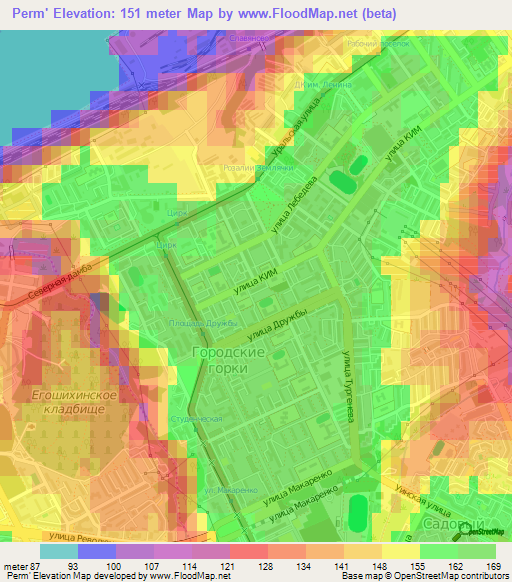Perm',Russia Elevation Map
