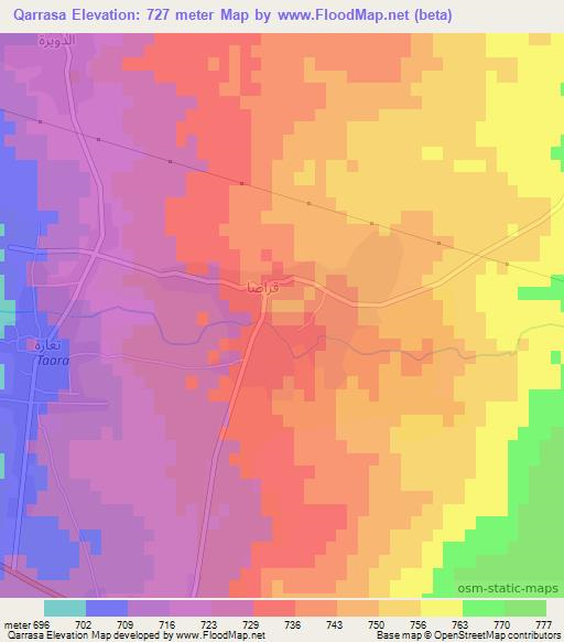 Qarrasa,Syria Elevation Map