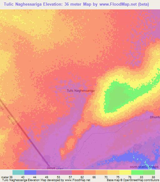 Tulic Naghessariga,Somalia Elevation Map