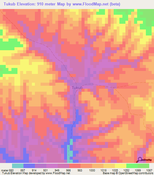 Tukub,Somalia Elevation Map