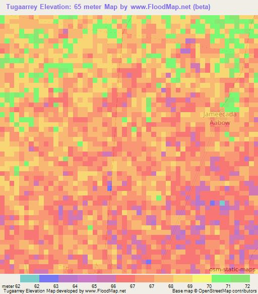 Tugaarrey,Somalia Elevation Map