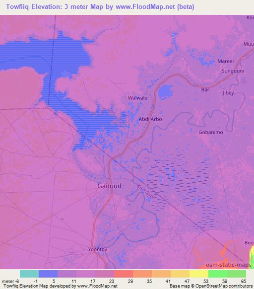 Towfiiq,Somalia Elevation Map