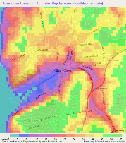 Elevation of Glen Cove,US Elevation Map, Topography, Contour