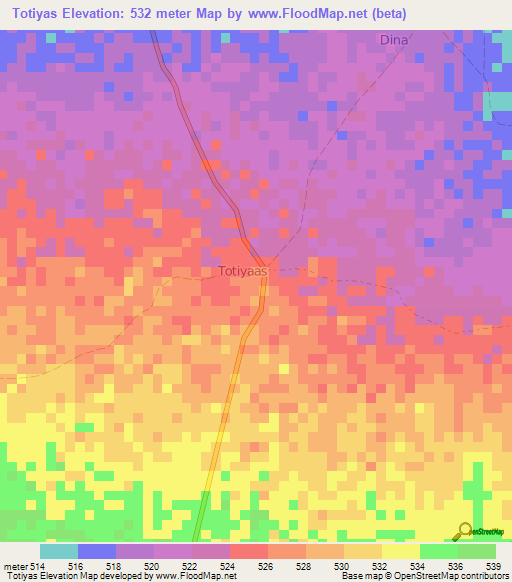 Totiyas,Somalia Elevation Map